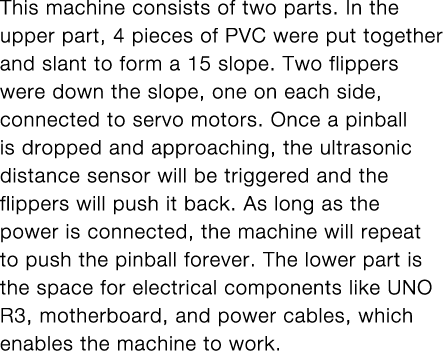This machine consists of two parts  In the upper part, 4 pieces of PVC were put together and slant to form a 15 slope   