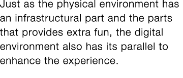 Just as the physical environment has an infrastructural part and the parts that provides extra fun, the digital envir   