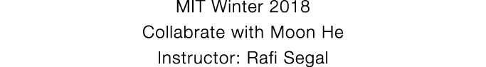 MIT Winter 2018 Collabrate with Moon He Instructor: Rafi Segal