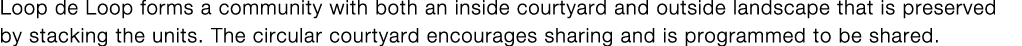 Loop de Loop forms a community with both an inside courtyard and outside landscape that is preserved by stacking the    