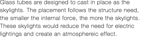 Glass tubes are designed to cast in place as the skylights  The placement follows the structure need, the smaller the   