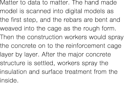 Matter to data to matter  The hand made model is scanned into digital models as the first step, and the rebars are be   