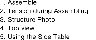 1  Assemble 2  Tension during Assembling 3  Structure Photo 4  Top view 5  Using the Side Table